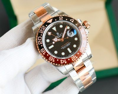 Clean Factory ROLEX GMT Rose Gold 2025 904L Steel 3285 Automatic Movement Black Watch